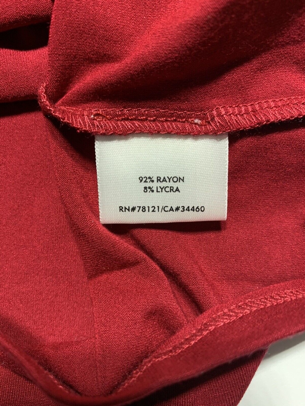 Eileen Fisher Top Large Red Rayon Stretch Pullover Knit Scoop Neck Long Sleeve - Picture 5 of 6